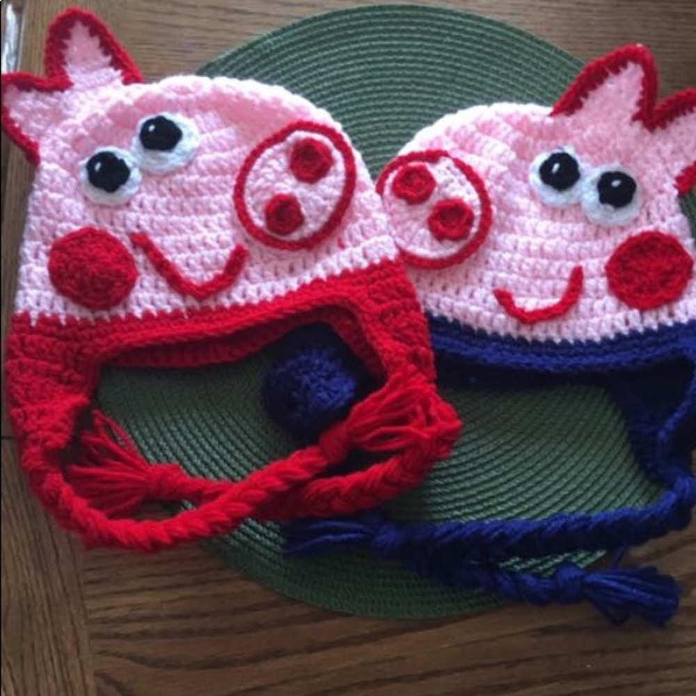 Peppa pig and brother George crochet beanies